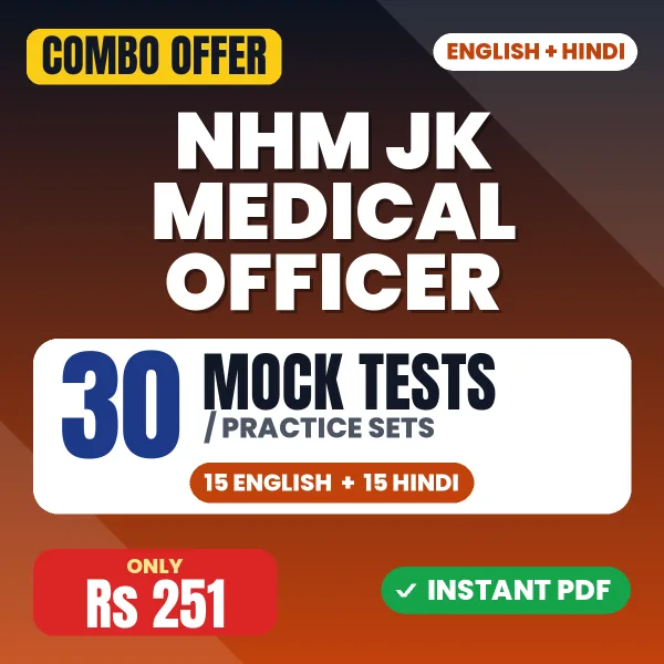 NHM JK Medical Officer Exam – 30 Most Important Mock Tests / Practice Sets | English & Hindi Medium PDF Download