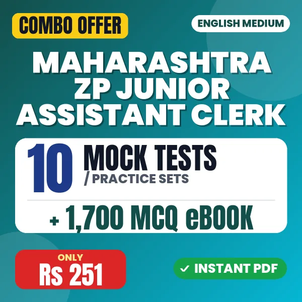 Maharashtra ZP Junior Assistant Clerk Exam – 10 Most Important Mock Tests / Practice Sets and 1700 MCQ eBook | English Medium PDF Download