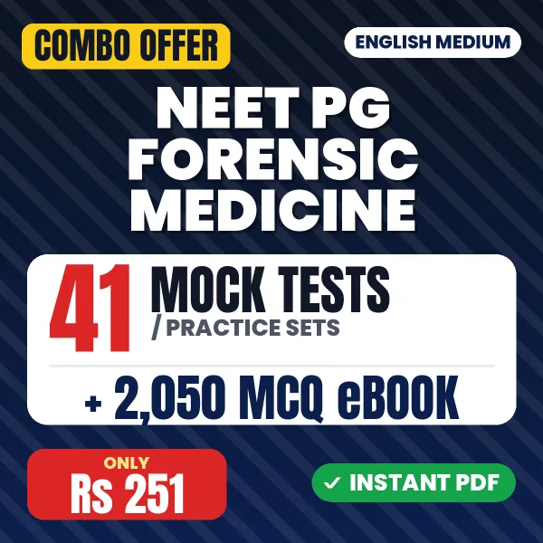 NEET PG Forensic Medicine – 41 Most Important Mock Tests / Practice Sets and 2050 MCQ eBook | English Medium PDF Download