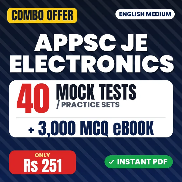 APPSC JE (Electronics & Telecommunication) Exam Paper 1 – 40 Most Important Mock Tests / Practice Sets and 3000 MCQ eBook | English Medium PDF Download