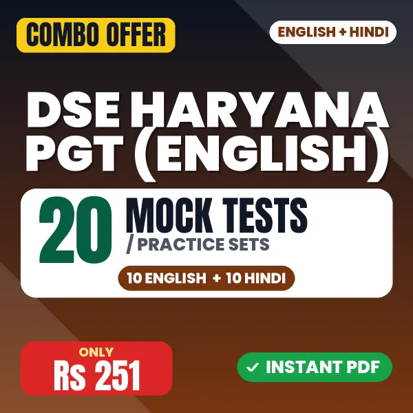 DSE Haryana PGT (English) Exam – 20 Most Important Mock Tests / Practice Sets | English & Hindi Medium PDF Download