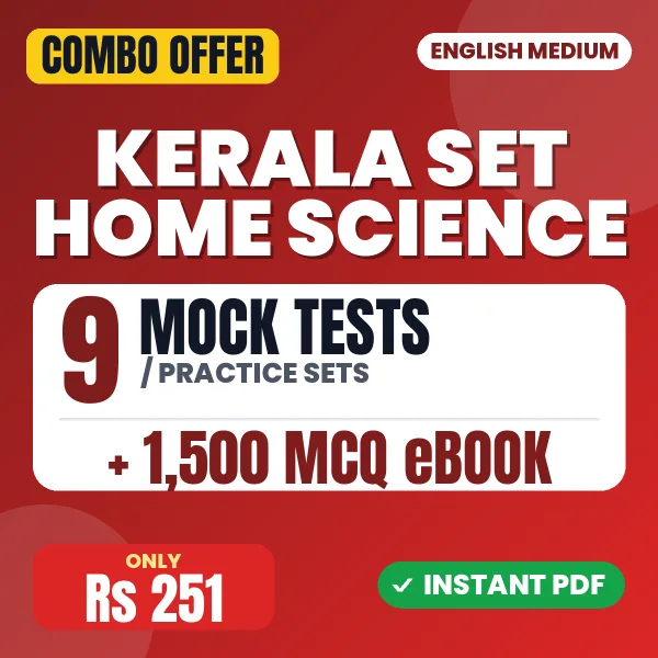 Kerala SET Home Science Exam – 9 Most Important Mock Tests / Practice Sets and 1500 MCQ eBook | English Medium PDF Download