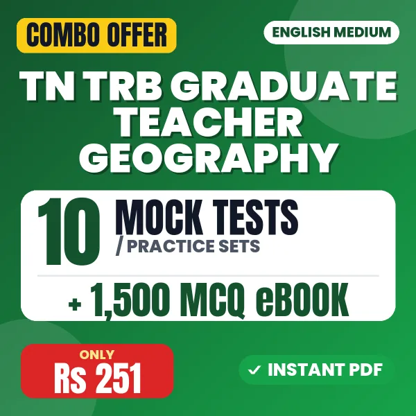 TN TRB Graduate Teacher Geography Exam – 10 Most Important Mock Tests / Practice Sets and 1500 MCQ eBook | English Medium PDF Download