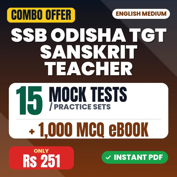 SSB Odisha TGT Sanskrit Teacher Exam – 15 Most Important Mock Tests / Practice Sets and 1000 MCQ eBook | English Medium PDF Download