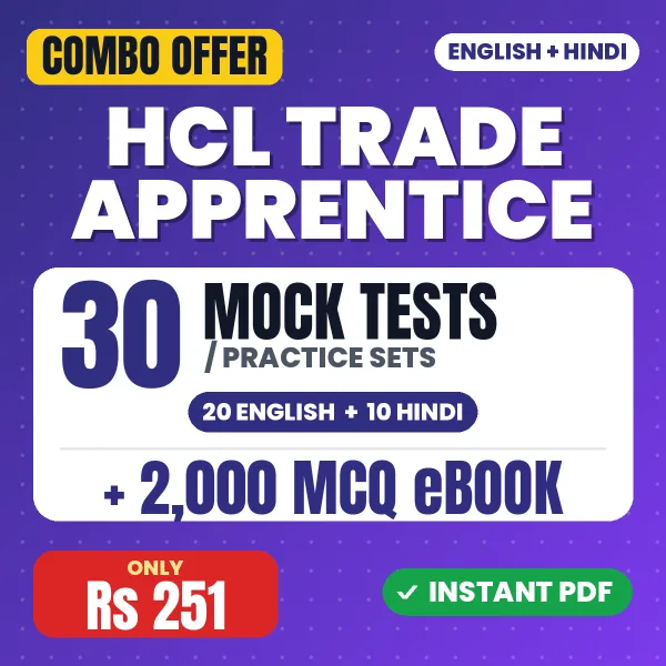 HCL Trade Apprentice Exam (Electrician) – 30 Most Important Mock Tests / Practice Sets and 2000 MCQ eBook | English & Hindi Medium PDF Download