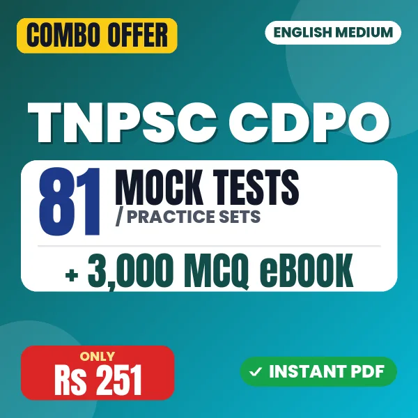 TNPSC CDPO Paper 2 Exam – 81 Most Important Mock Tests / Practice Sets and 3000 MCQ eBook | English Medium PDF Download