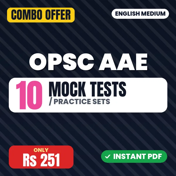 OPSC AAE (Paper-I) Exam – 10 Most Important Mock Tests / Practice Sets | English Medium PDF Download