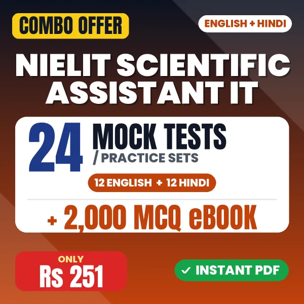 NIELIT Scientific Assistant (IT) Exam – 24 Most Important Mock Tests / Practice Sets and 2000 MCQ eBook | English & Hindi Medium PDF Download
