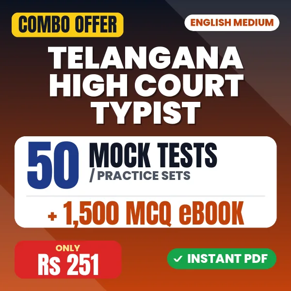 Telangana High Court Typist Exam – 50 Most Important Mock Tests / Practice Sets and 1500 MCQ eBook | English Medium PDF Download