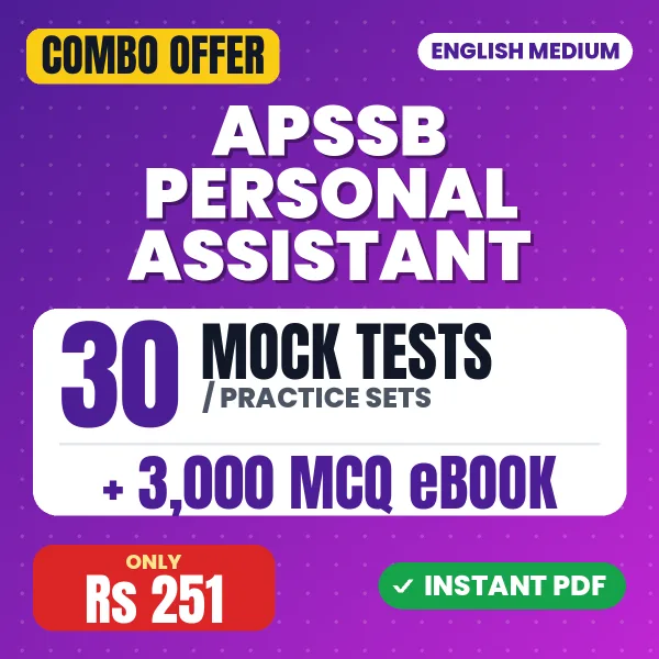 APSSB Personal Assistant Stage 2 Exam – 30 Most Important Mock Tests / Practice Sets and 3000 MCQ eBook | English Medium PDF Download