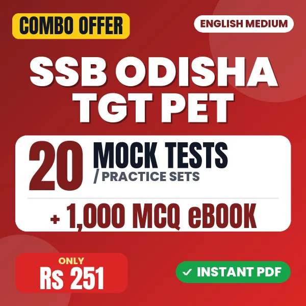 SSB Odisha TGT PET Exam – 20 Most Important Mock Tests / Practice Sets and 1000 MCQ eBook | English Medium PDF Download