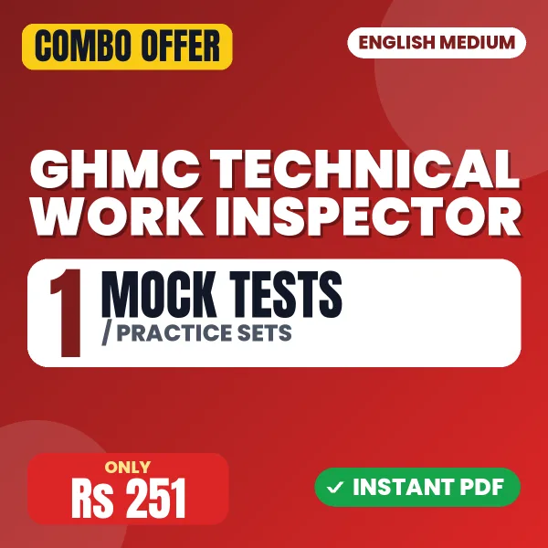 GHMC Work Inspector Exam – 1 Most Important Mock Tests / Practice Sets | English Medium PDF Download