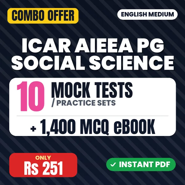 ICAR PG Social Science Exam – 10 Most Important Mock Tests / Practice Sets and 1400 MCQ eBook | English Medium PDF Download