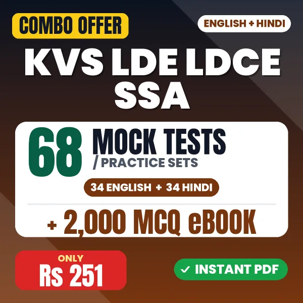 KVS LDE/LDCE Senior Secretariat Assistant Exam Tier 1 – 68 Most Important Mock Tests / Practice Sets and 2000 MCQ eBook | English & Hindi Medium PDF Download