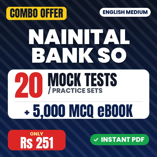 Nainital Bank Specialist Officer Exam – 20 Most Important Mock Tests / Practice Sets and 5000 MCQ eBook | English Medium PDF Download
