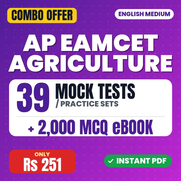 AP EAMCET Agriculture Exam – 39 Most Important Mock Tests / Practice Sets and 2000 MCQ eBook | English Medium PDF Download