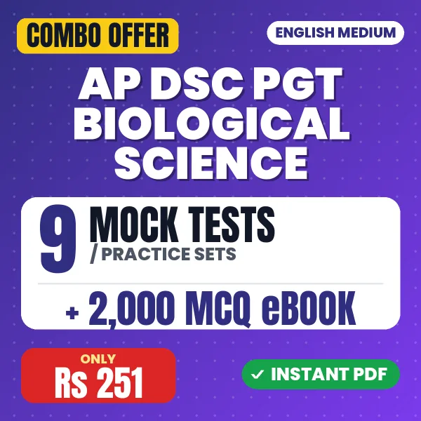 AP DSC PGT Biological Science Exam – 9 Most Important Mock Tests / Practice Sets and 2000 MCQ eBook | English Medium PDF Download