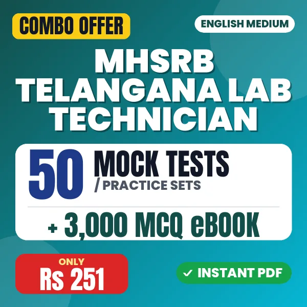 MHSRB Telanagana Lab Technician Exam – 50 Most Important Mock Tests / Practice Sets and 3000 MCQ eBook | English Medium PDF Download