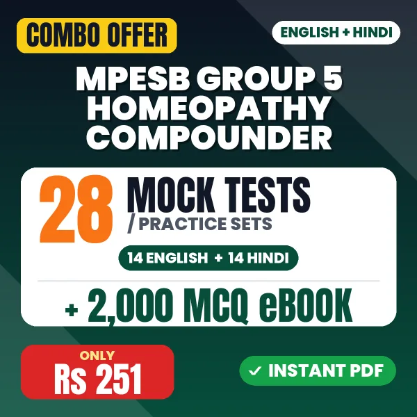MPESB Group 5 (Homeopathy Compounder) Exam – 28 Most Important Mock Tests / Practice Sets and 2000 MCQ eBook | English & Hindi Medium PDF Download