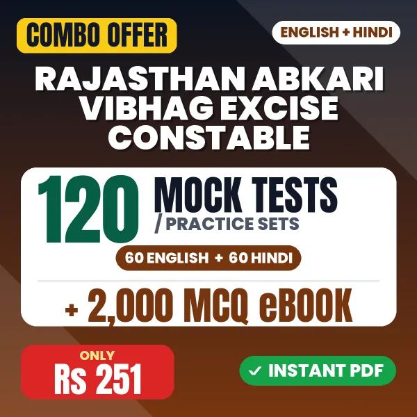 Rajasthan Abkari Vibhag Constable Exam – 120 Most Important Mock Tests / Practice Sets and 2000 MCQ eBook | English & Hindi Medium PDF Download
