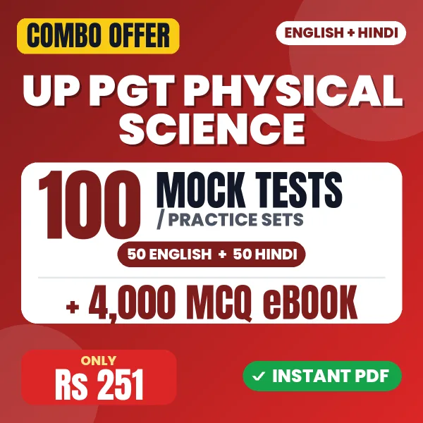 UP PGT Physical Science Exam – 100 Most Important Mock Tests / Practice Sets and 4000 MCQ eBook | English & Hindi Medium PDF Download
