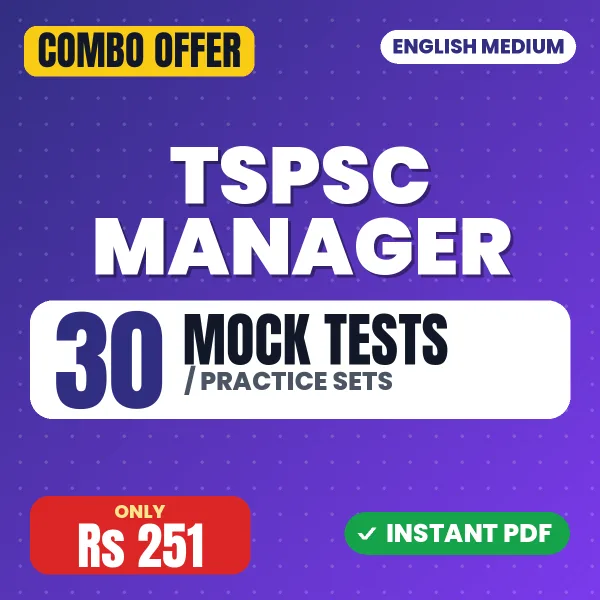 TSPSC Manager Exam Paper I – 30 Most Important Mock Tests / Practice Sets | English Medium PDF Download