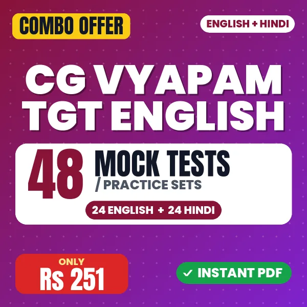 CG Vyapam TGT (English) Exam – 48 Most Important Mock Tests / Practice Sets | English & Hindi Medium PDF Download