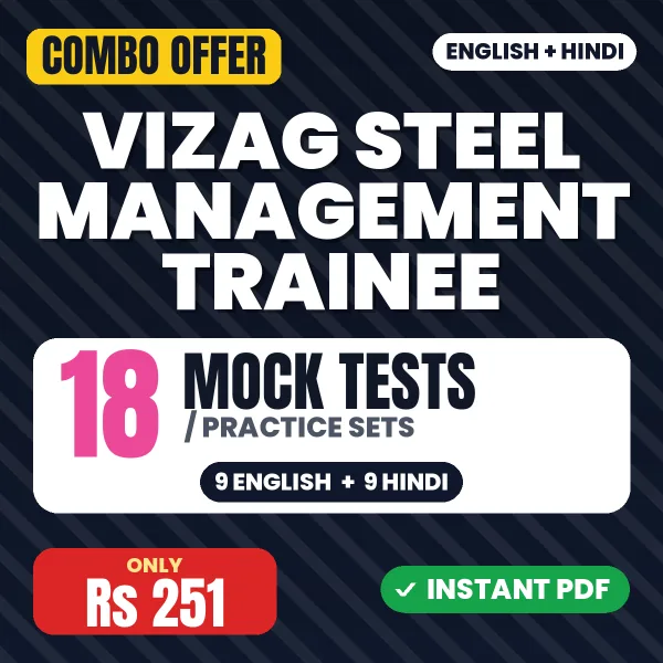 Vizag Steel Management Trainee (Mechanical) Exam – 18 Most Important Mock Tests / Practice Sets | English & Hindi Medium PDF Download