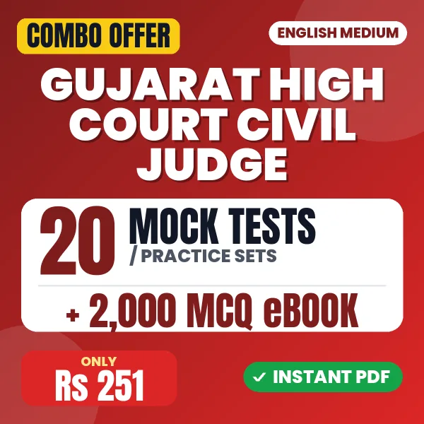 Gujarat High Court Civil Judge (Prelims) Paper-1 Exam – 20 Most Important Mock Tests / Practice Sets and 2000 MCQ eBook | English Medium PDF Download