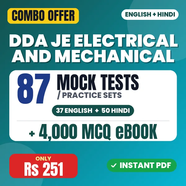 DDA JE Stage- I (Electrical) Exam – 87 Most Important Mock Tests / Practice Sets and 4000 MCQ eBook | English & Hindi Medium PDF Download