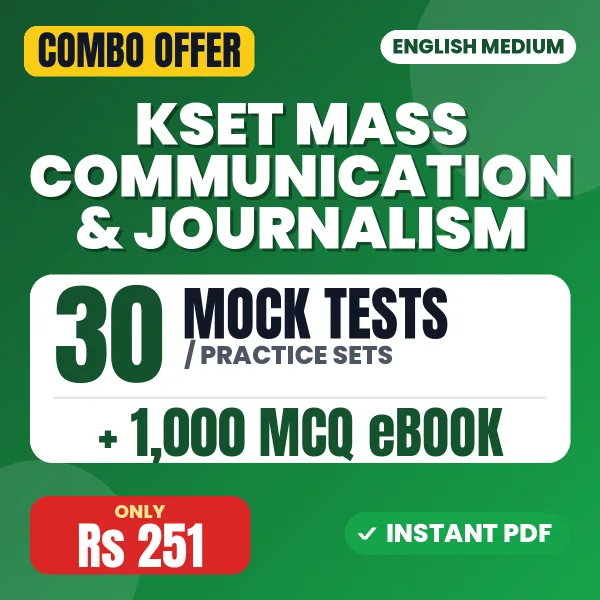 KSET Mass Communication & Journalism Exam – 30 Most Important Mock Tests / Practice Sets and 1000 MCQ eBook | English Medium PDF Download