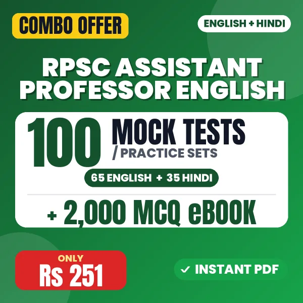 RPSC Assistant Professor (English) Paper-3 Exam – 100 Most Important Mock Tests / Practice Sets and 2000 MCQ eBook | English & Hindi Medium PDF Download