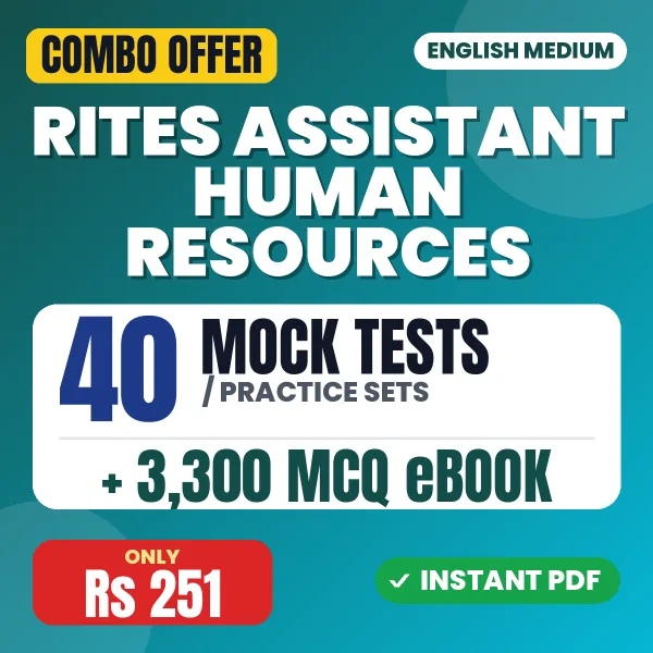RITES Assistant (Human Resources) Exam – 40 Most Important Mock Tests / Practice Sets and 3300 MCQ eBook | English Medium PDF Download
