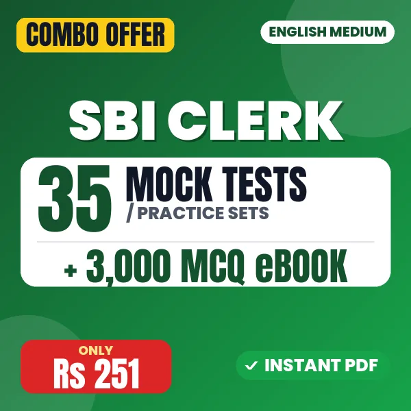 SBI Clerk Prelims Exam – 35 Most Important Mock Tests / Practice Sets and 3000 MCQ eBook | English Medium PDF Download