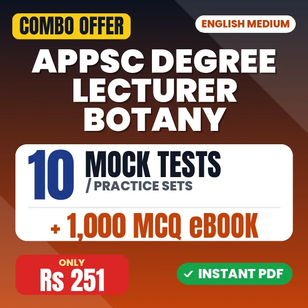 APPSC Degree Lecturer Botany Exam Paper II – 10 Most Important Mock Tests / Practice Sets and 1000 MCQ eBook | English Medium PDF Download