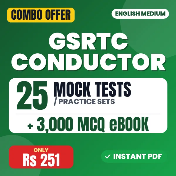 GSRTC Conductor Exam – 25 Most Important Mock Tests / Practice Sets and 3000 MCQ eBook | English Medium PDF Download
