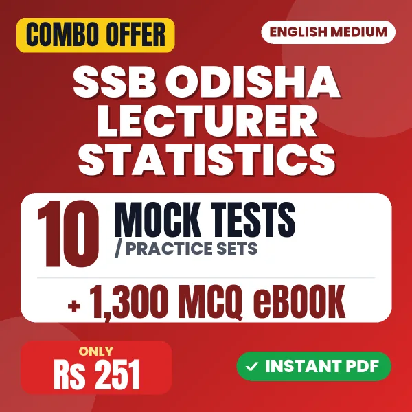 SSB Odisha Lecturer Statistics Exam – 10 Most Important Mock Tests / Practice Sets and 1300 MCQ eBook | English Medium PDF Download