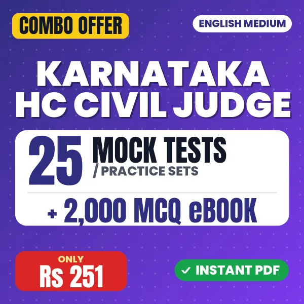 Karnataka HC Civil Judge Preliminary Exam – 25 Most Important Mock Tests / Practice Sets and 2000 MCQ eBook | English Medium PDF Download