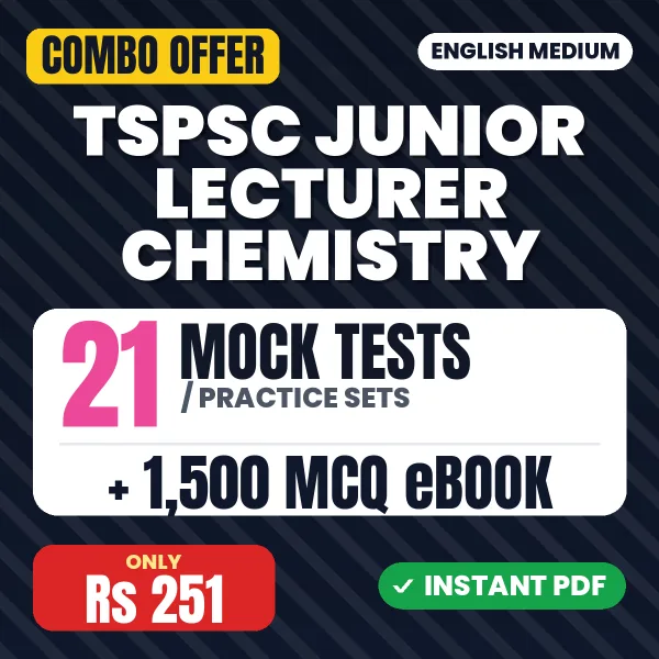 TSPSC Junior Lecturer Chemistry Exam Paper II – 21 Most Important Mock Tests / Practice Sets and 1500 MCQ eBook | English Medium PDF Download