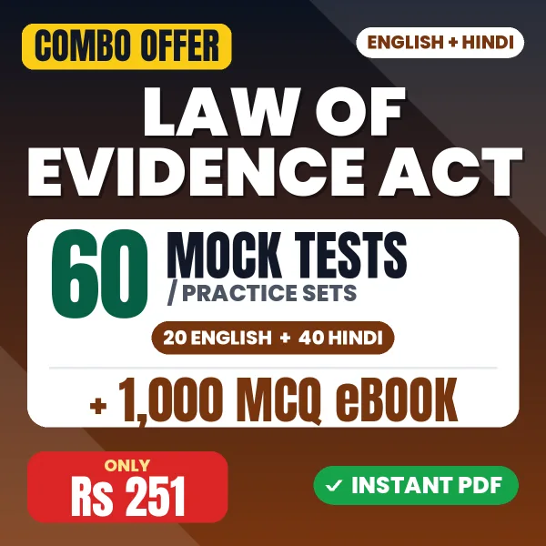 Law of Evidence Act Exam – 60 Most Important Mock Tests / Practice Sets and 1000 MCQ eBook | English & Hindi Medium PDF Download