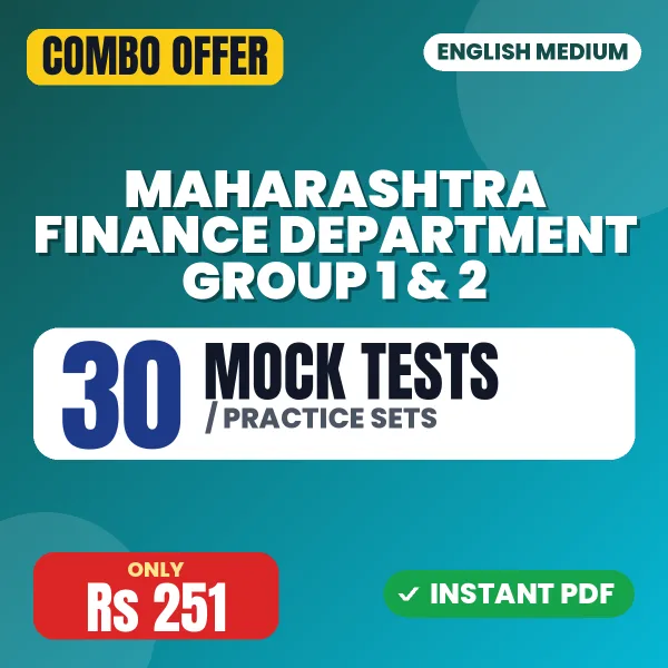 Maharashtra Finance Department Group 1 & 2 Jr Accountant/Jr Auditor Exam – 30 Most Important Mock Tests / Practice Sets | English Medium PDF Download