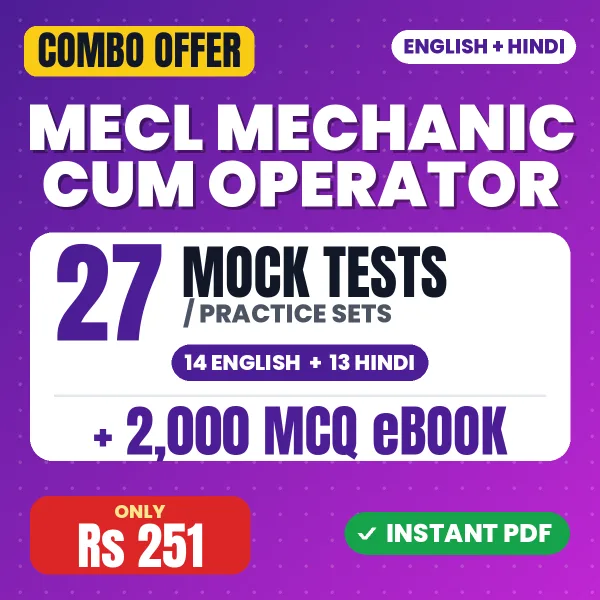 MECL Mechanic cum Operator (Drilling) Exam – 27 Most Important Mock Tests / Practice Sets and 2000 MCQ eBook | English & Hindi Medium PDF Download