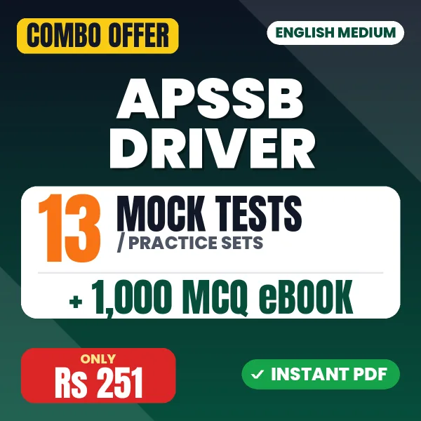 APSSB Driver Exam – 13 Most Important Mock Tests / Practice Sets and 1000 MCQ eBook | English Medium PDF Download