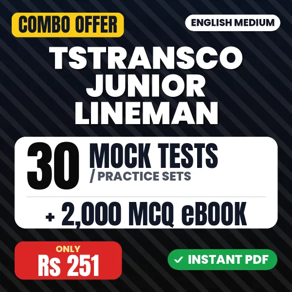 TSTRANSCO Junior Lineman Exam – 30 Most Important Mock Tests / Practice Sets and 2000 MCQ eBook | English Medium PDF Download