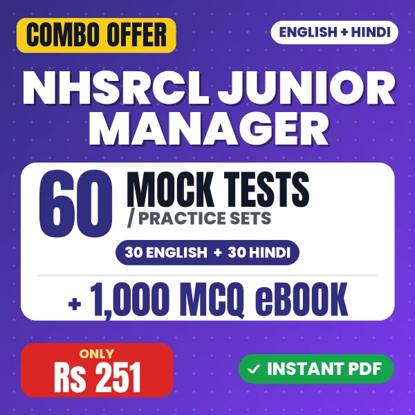 NHSRCL Junior Manager Exam (Civil) – 60 Most Important Mock Tests / Practice Sets and 1000 MCQ eBook | English & Hindi Medium PDF Download