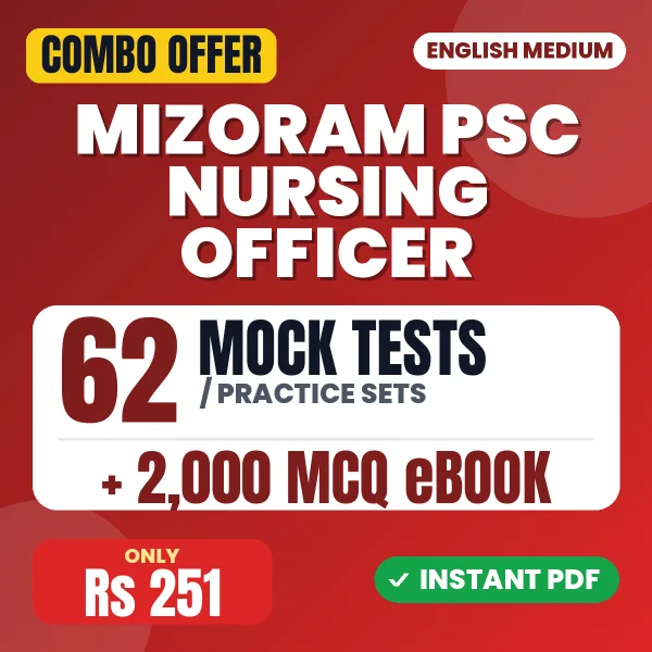 Mizoram PSC Nursing Officer Exam Paper 4 – 62 Most Important Mock Tests / Practice Sets and 2000 MCQ eBook | English Medium PDF Download