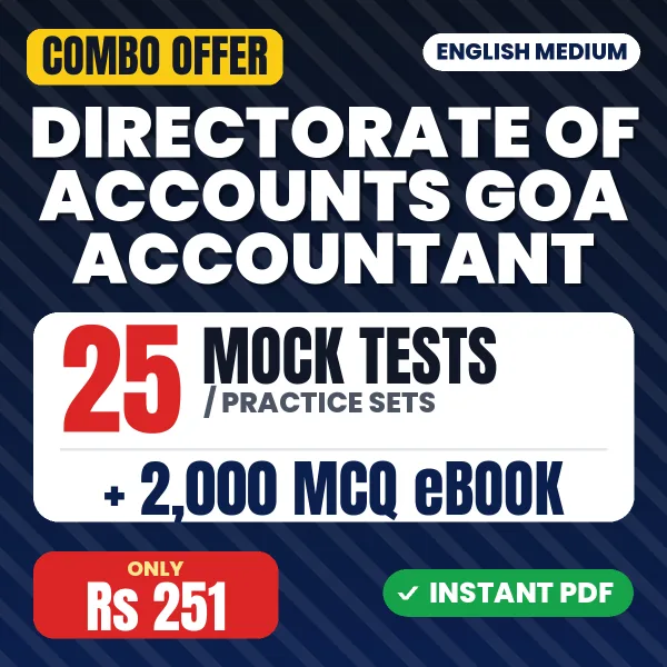 Directorate of Accounts Goa Accountant Exam Paper I – 25 Most Important Mock Tests / Practice Sets and 2000 MCQ eBook | English Medium PDF Download