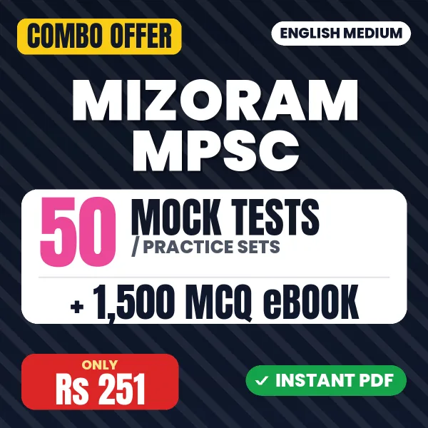 Mizoram PSC Prelims (Paper II) Exam – 50 Most Important Mock Tests / Practice Sets and 1500 MCQ eBook | English Medium PDF Download