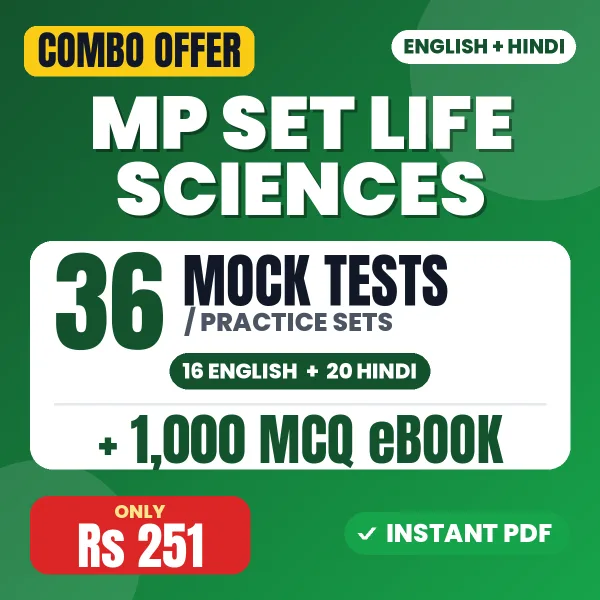 MP SET Life Sciences Exam – 36 Most Important Mock Tests / Practice Sets and 1000 MCQ eBook | English & Hindi Medium PDF Download