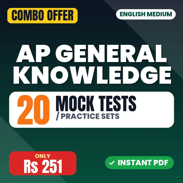 Andhra Pradesh General Knowledge – 20 Most Important Mock Tests / Practice Sets | English Medium PDF Download